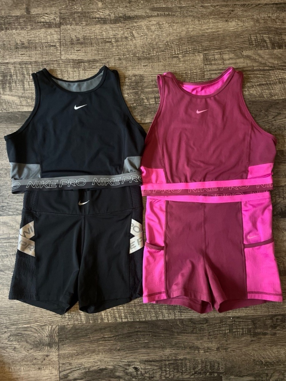 Nike Pro Dri-FIT Women's Athletic Shorts & Top Set Black Pink Size M